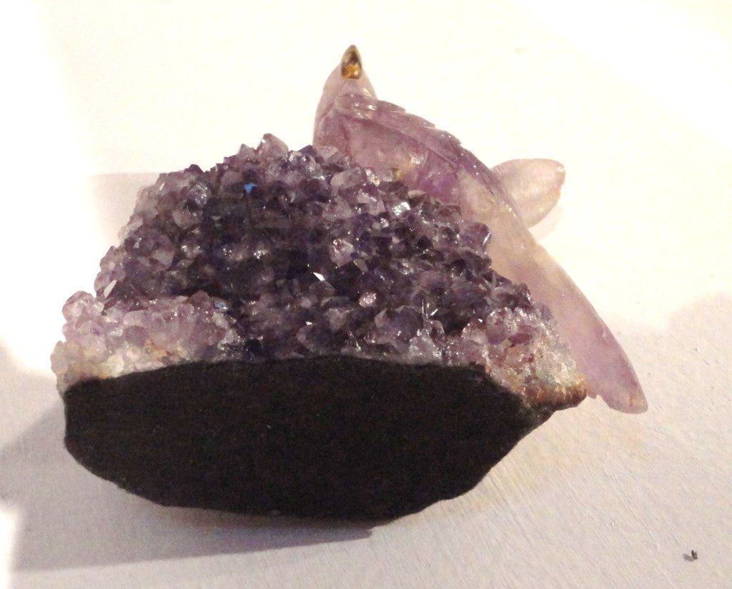 Amazing Hand Carved Amethyst Rock Crystal Parrot 4