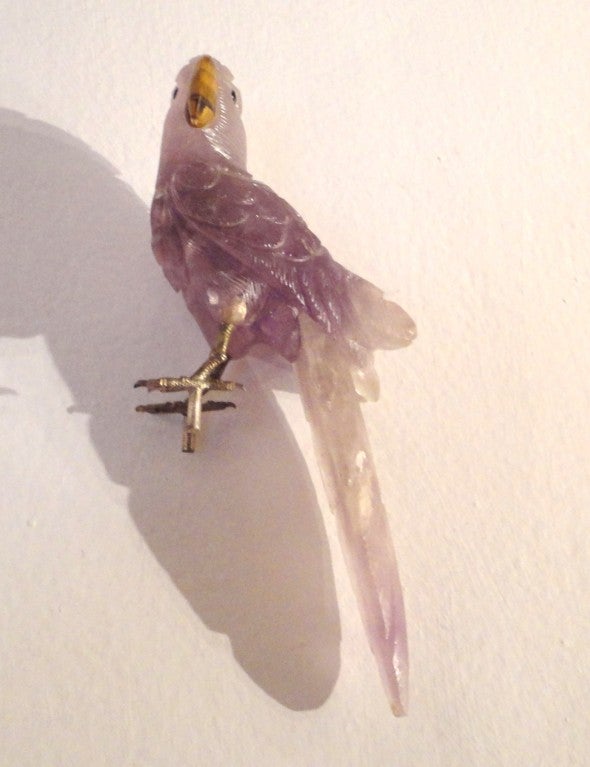 American Amazing Hand Carved Amethyst Rock Crystal Parrot