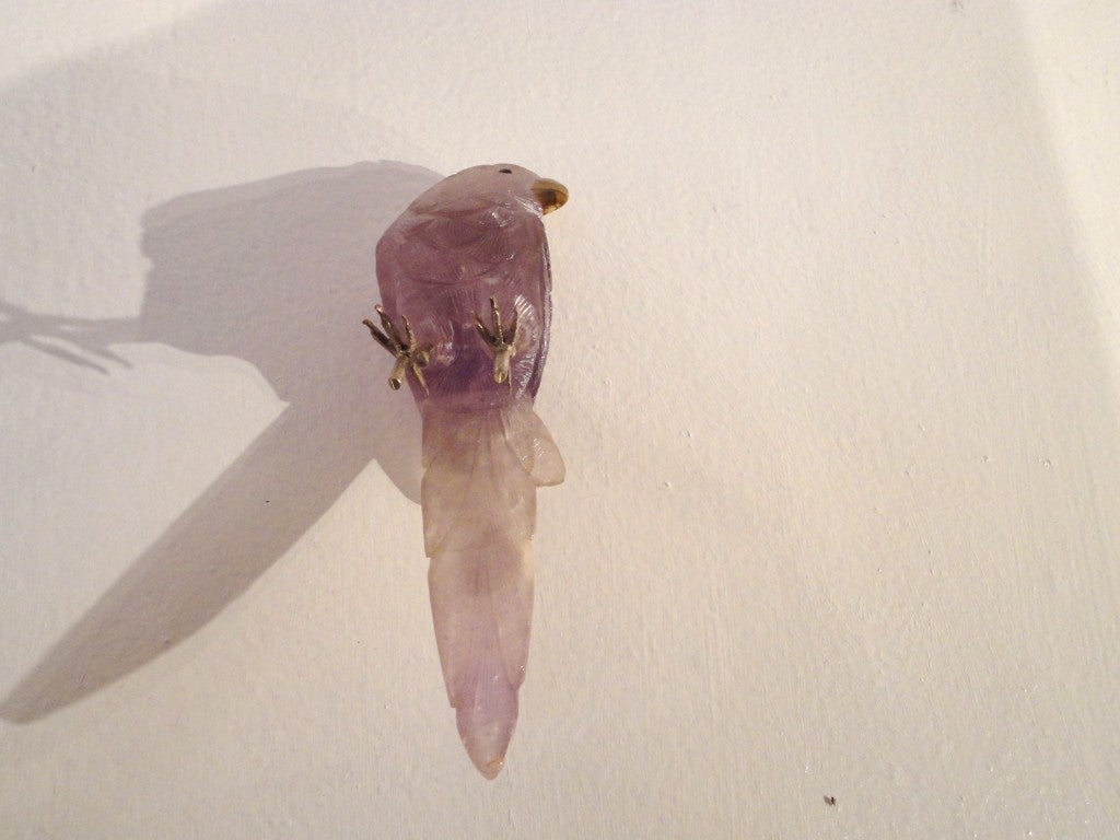 American Amazing Hand Carved Amethyst Rock Crystal Parrot