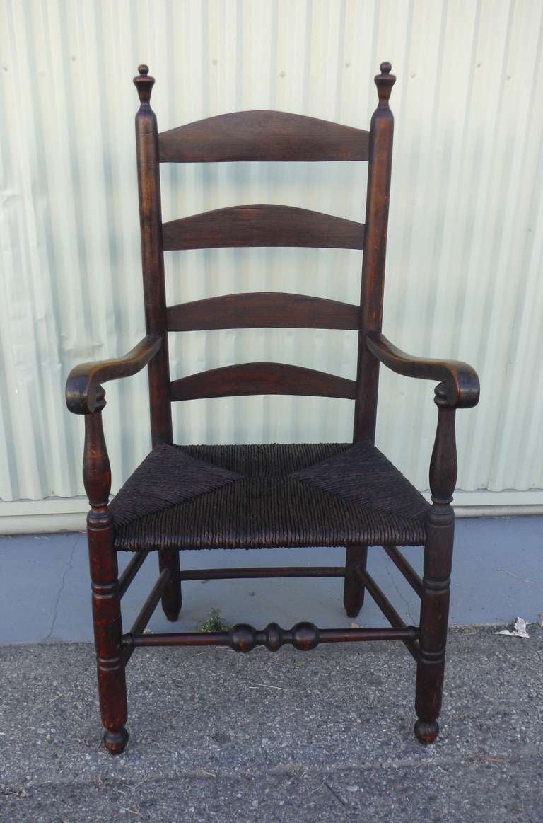 American Early 19thc Original Surface / New England Ladderback Chair