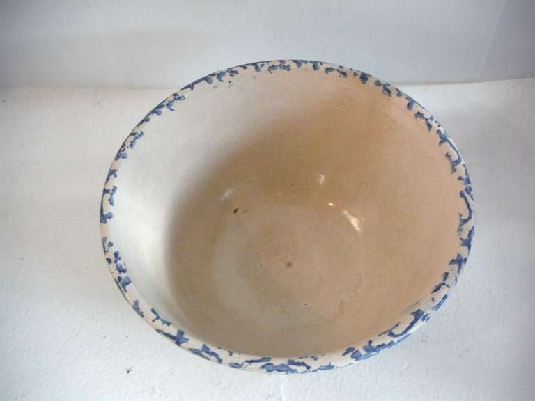 Rare Monumentall 19th Century Sponge Ware Pottery Bowl 1