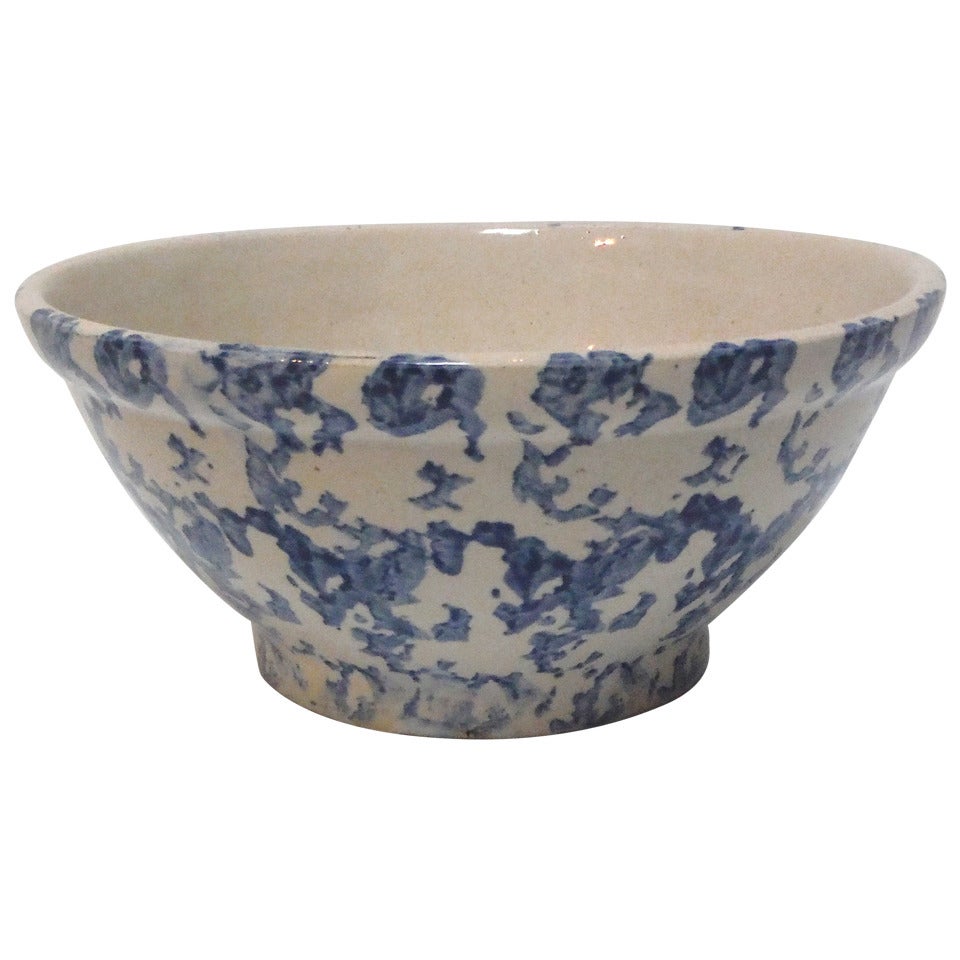 19th Century Sponge Ware Serving/Mixing Bowl For Sale