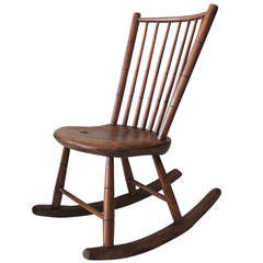 Antique Early 19Th Century Hickory & Pine Windsor Rocking Chair