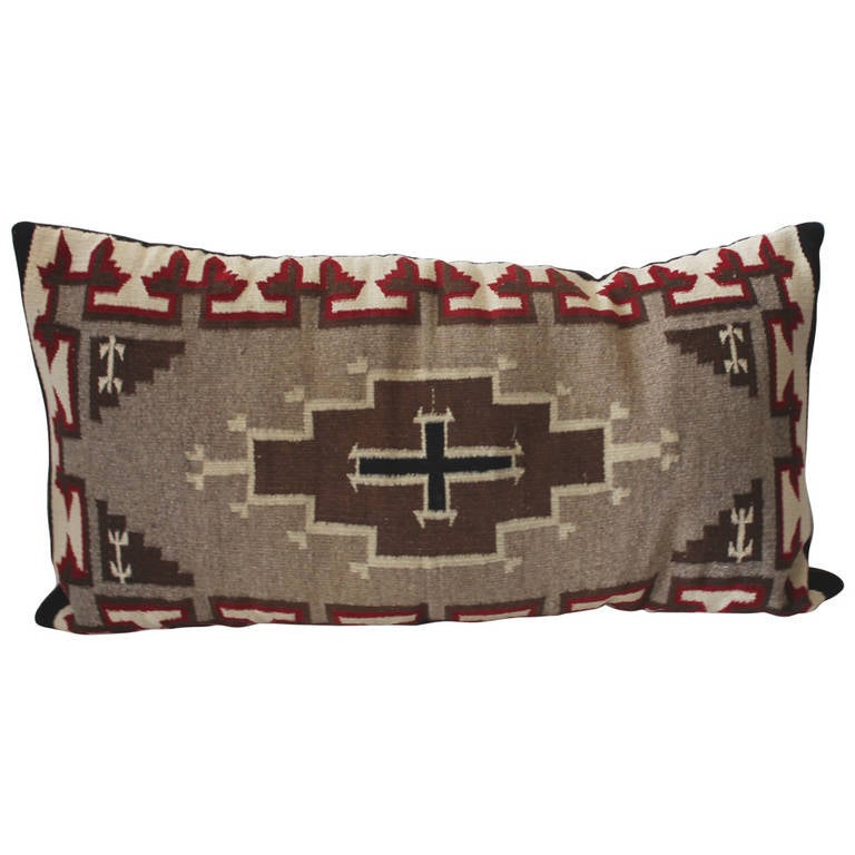 Monumental Navajo Indian Weaving Saddle Blanket Bolster Pillow ll at