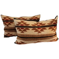 Pair of Navajo Indian Weaving Bolster Pillows