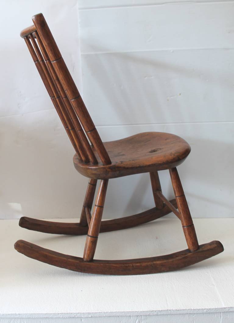 19th Century Early 19Th Century Hickory & Pine Windsor Rocking Chair