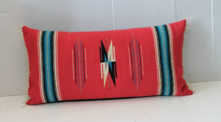 Adirondack Mexican Red Serape Bolster Pillow For Sale