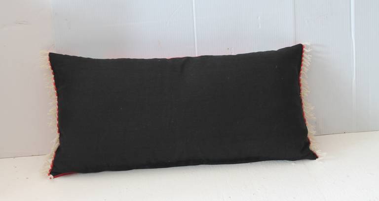 American Mexican Red Serape Bolster Pillow For Sale