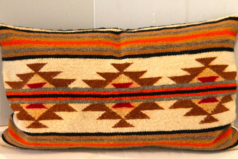 American Navajo Indian Weaving Geometric Bolster Pillow