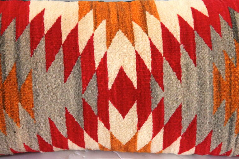 Amazing Early Navajo Geometric Bolster Pillow In Excellent Condition In Los Angeles, CA