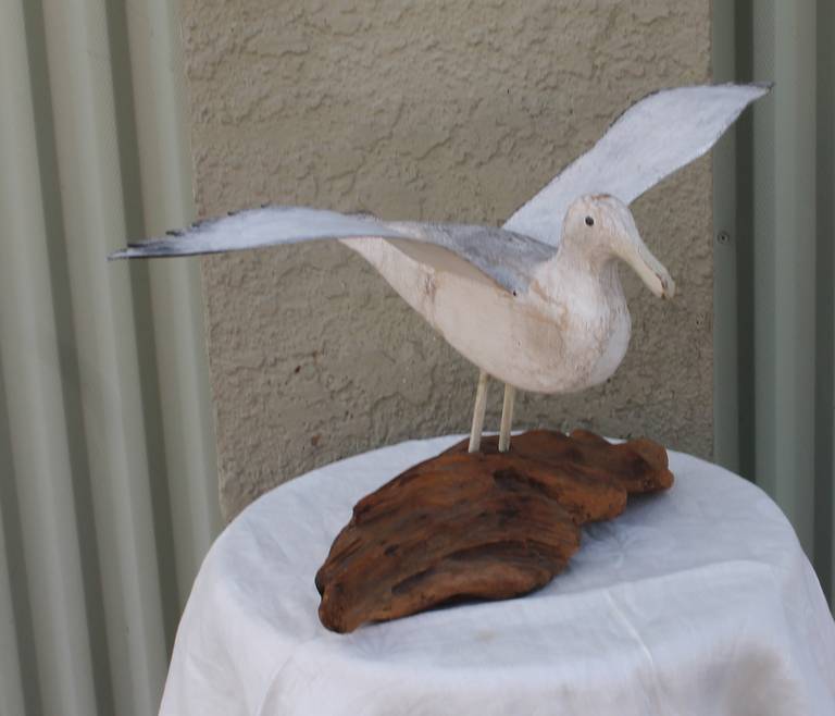 hand carved wooden seagulls
