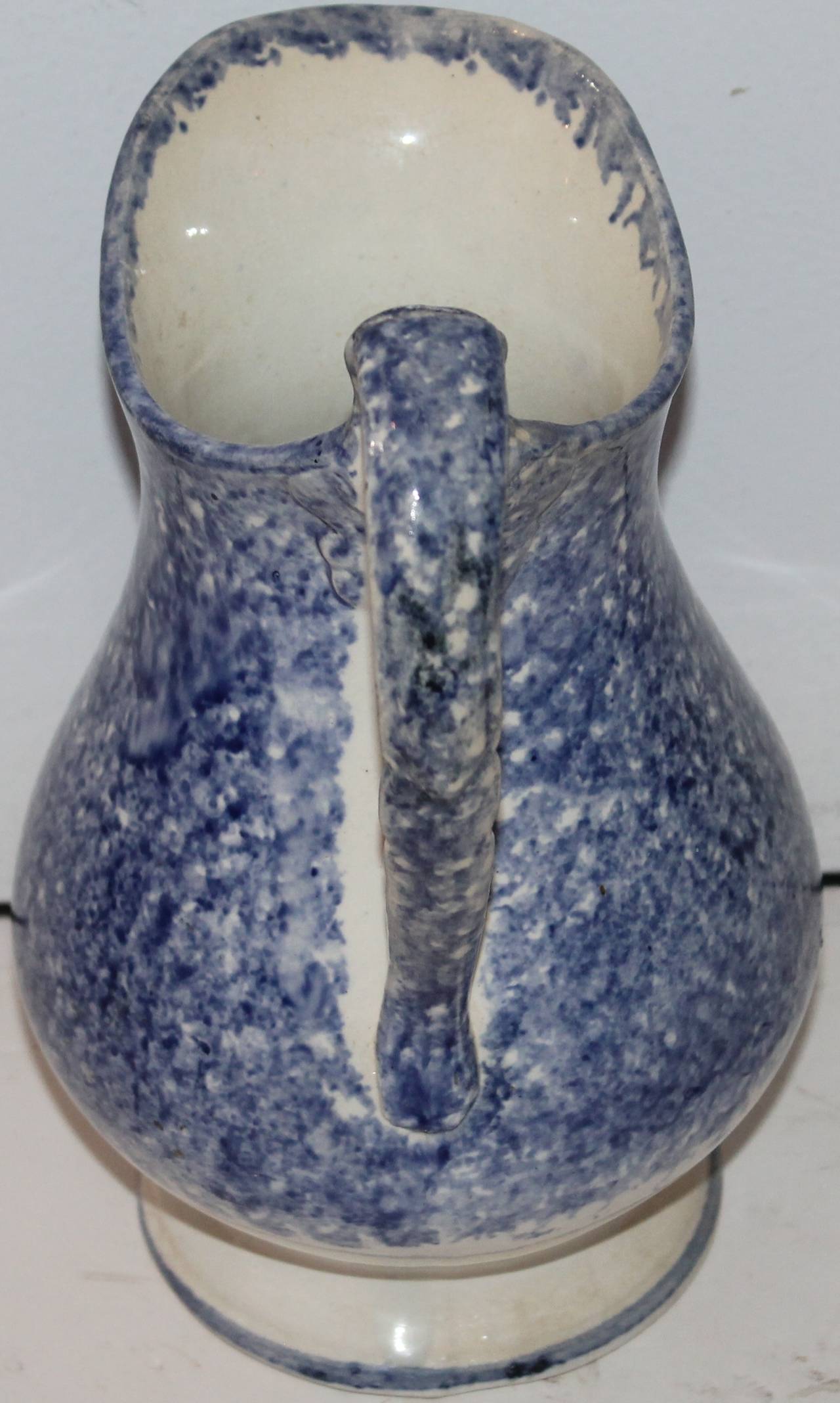 Country Early 19th Century Spatter Ware Water Pitcher For Sale