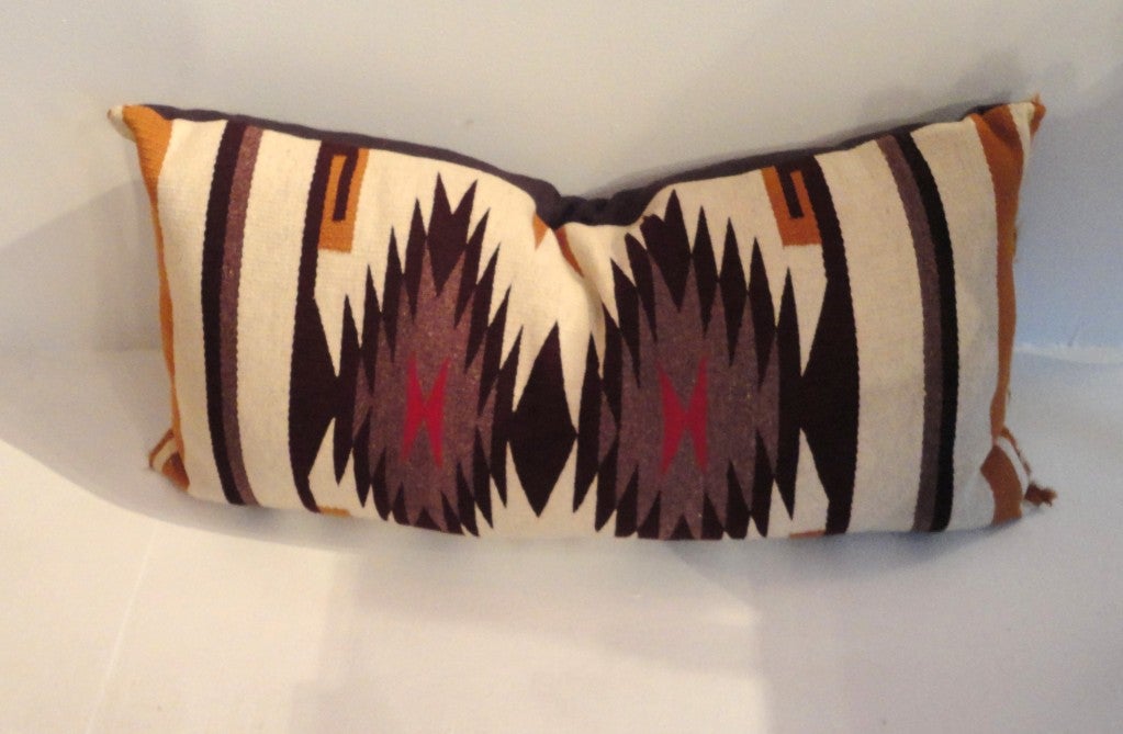 Navajo Indian Weaving Double Eye Dazzler Pattern  Bolster Pillow