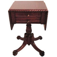 19thc Fantastic American Mahogany Pedestal Two Drawer Stand
