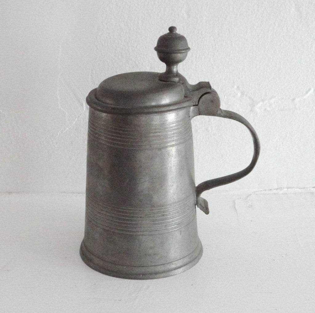 Fantastic 19thc American Pewter Tankard From Pennsylvania