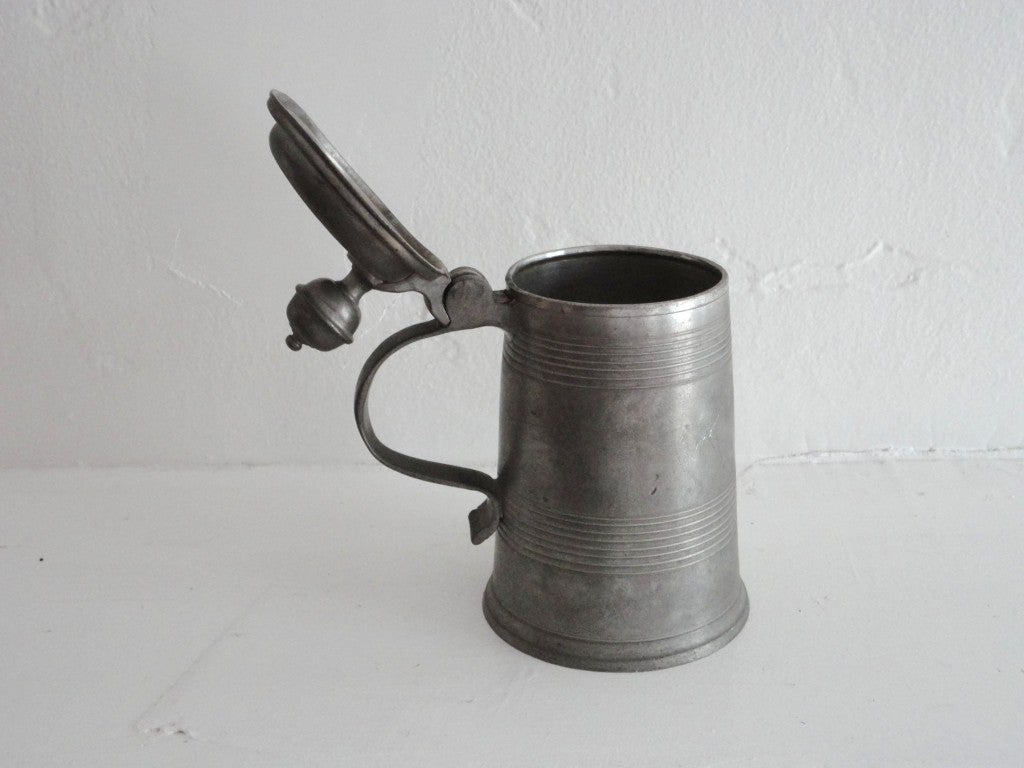 Fantastic 19thc American Pewter Tankard From Pennsylvania 1