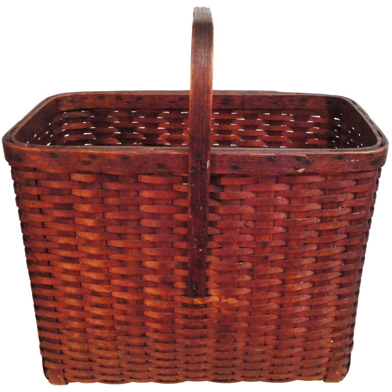 19th Century Shaker Style Tall Large Picnic Basket