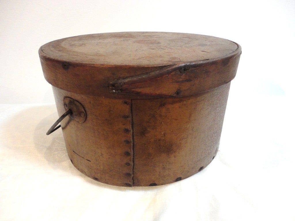 20th Century Early 19th Century Mustard Pantry Box with Bail Handle