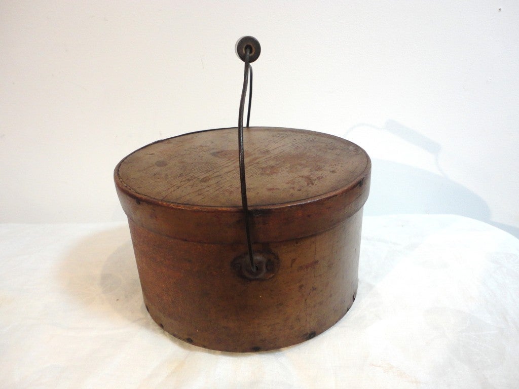 Early 19th Century Mustard Pantry Box with Bail Handle 1