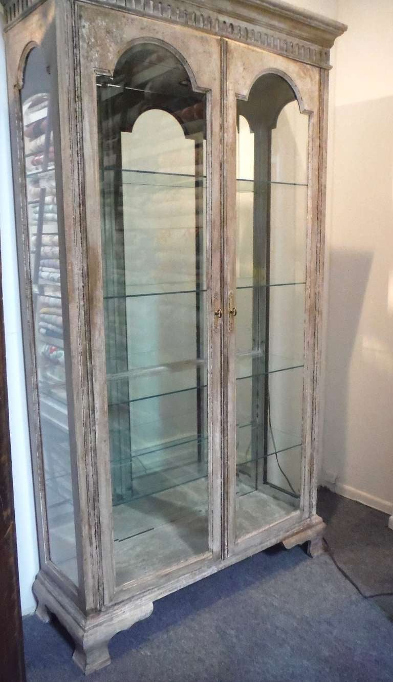 Mid-20th Century French Distressed Antique Decorative Display Cabinet