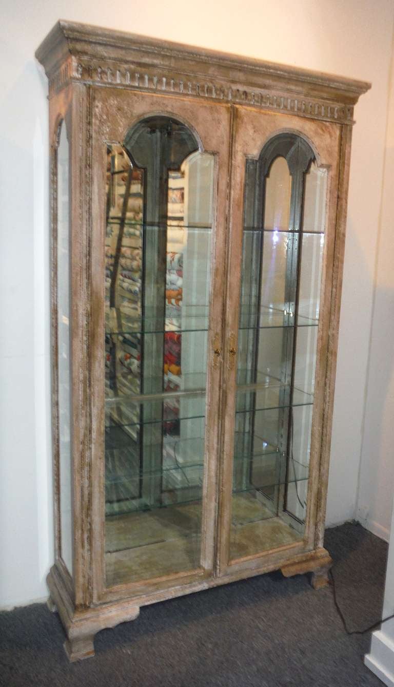 French Distressed Antique Decorative Display Cabinet 1