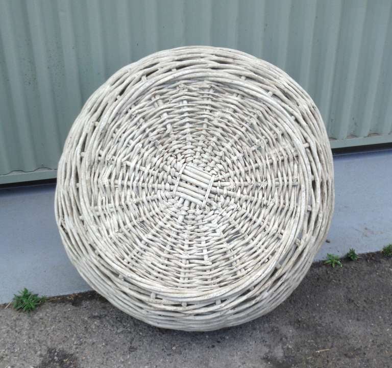 20th Century Fantastic Early 20thc  Large  White Painted Basket