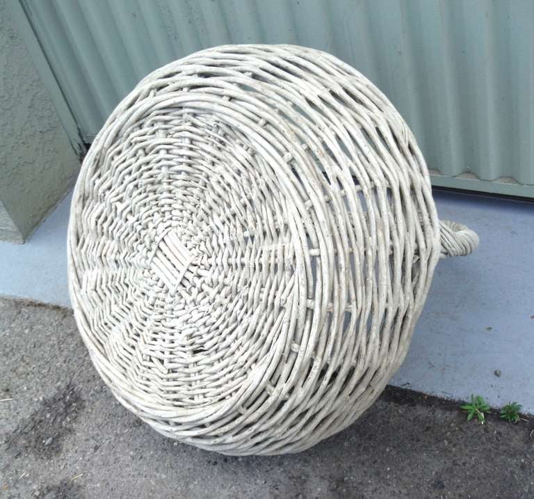 Fantastic Early 20thc  Large  White Painted Basket 1