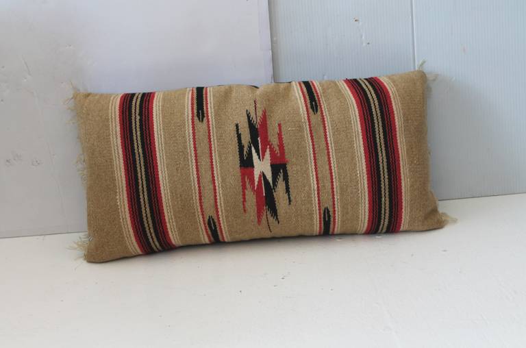 Woven Mexican-American Serape Bolster Pillow For Sale