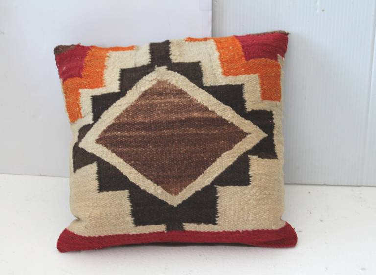 American Pair of Early Navajo Indian Weaving Pillows