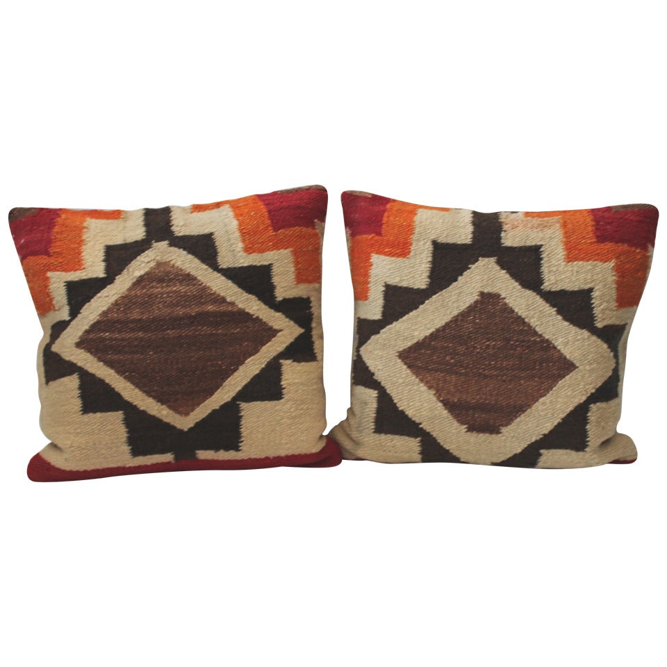 Pair of Early Navajo Indian Weaving Pillows