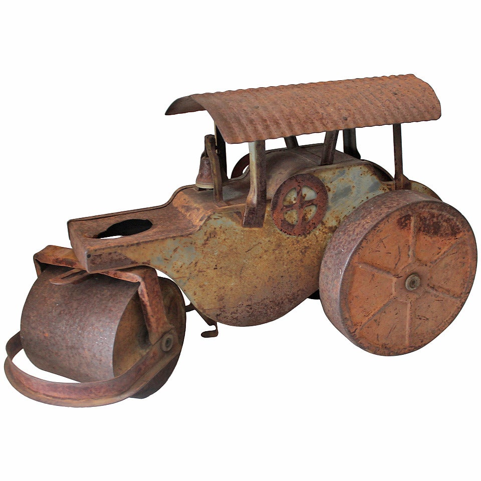 Original Painted Keystone, Boston Tin Toy Steam Roller Truck