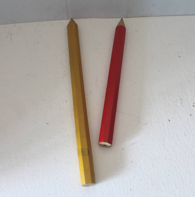 Mid-20th Century Pair of Large Folk Art Pencils