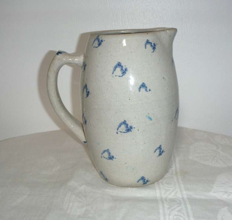 19th Century Spongeware Pottery Water Pitcher 2