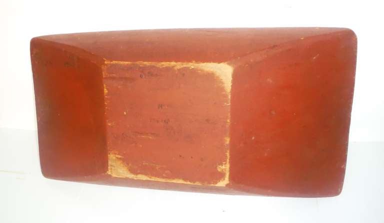 Large 19thc Original Red Painted Signed New England Dough Bowl