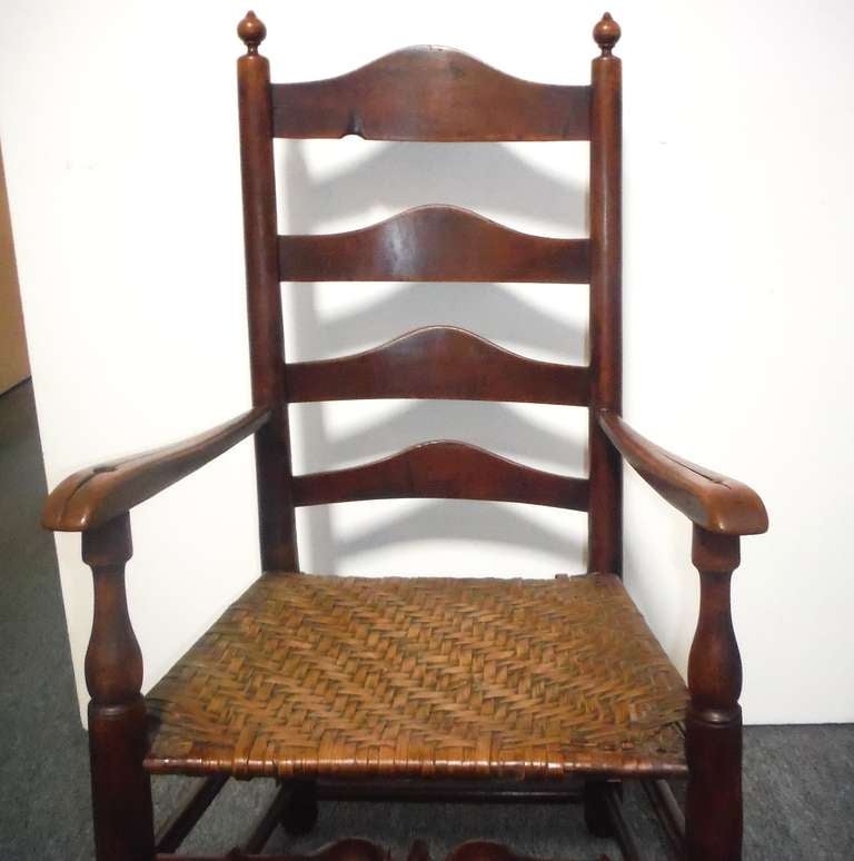American Rare 18th c. Delaware River Valley Ladder Back Side Chair