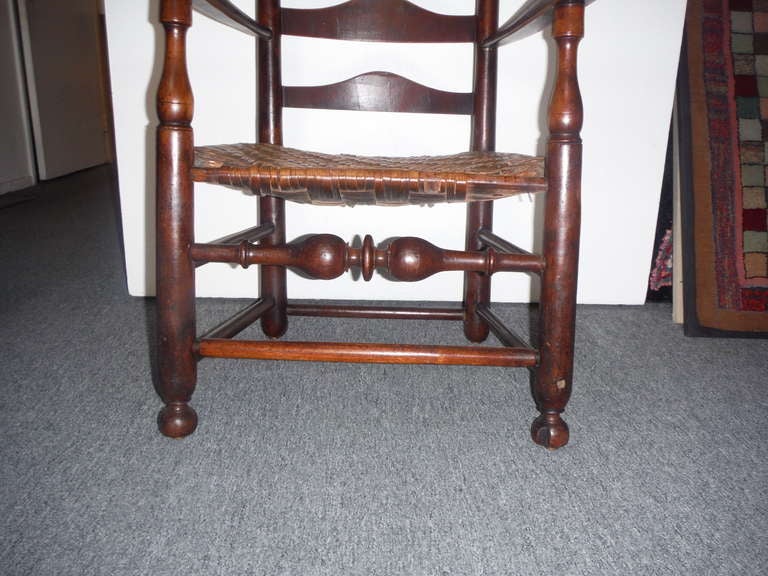 Rare 18th c. Delaware River Valley Ladder Back Side Chair In Excellent Condition In Los Angeles, CA