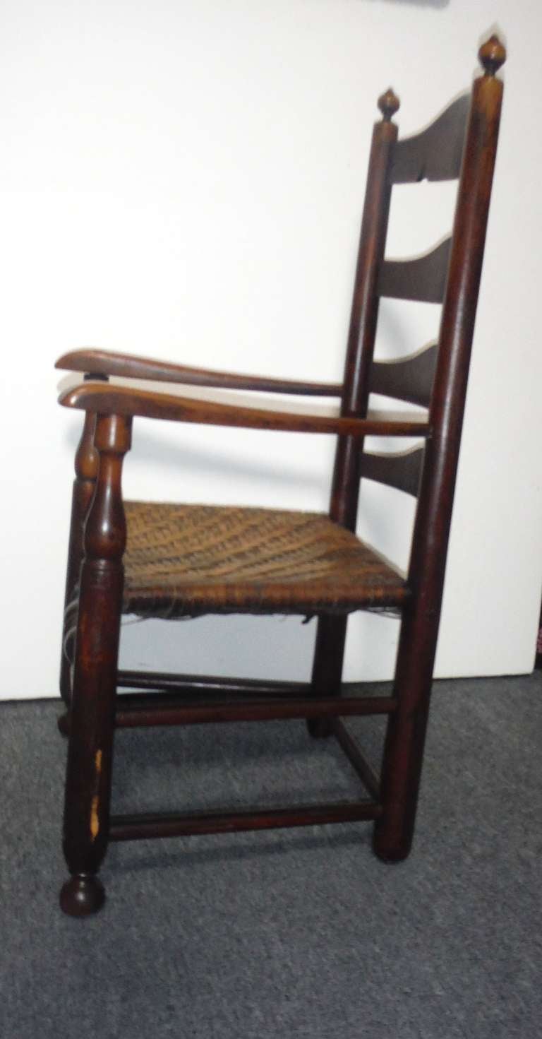 18th Century and Earlier Rare 18th c. Delaware River Valley Ladder Back Side Chair