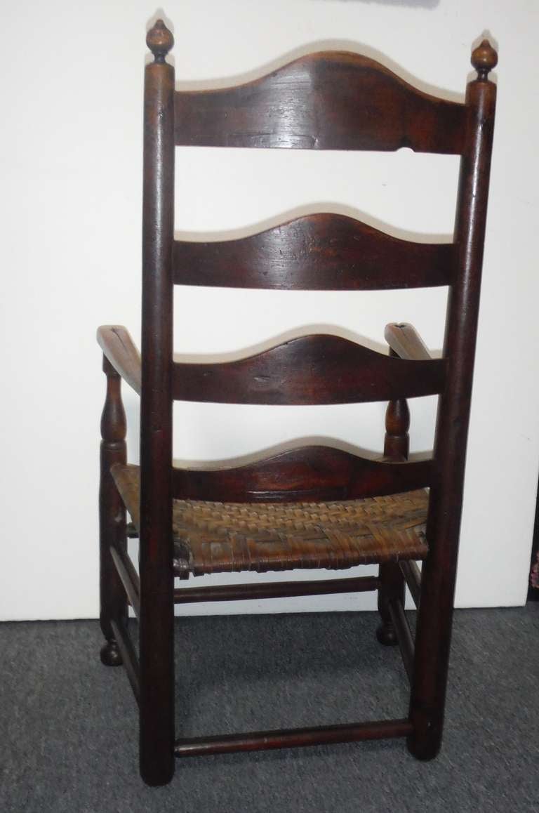 Maple Rare 18th c. Delaware River Valley Ladder Back Side Chair