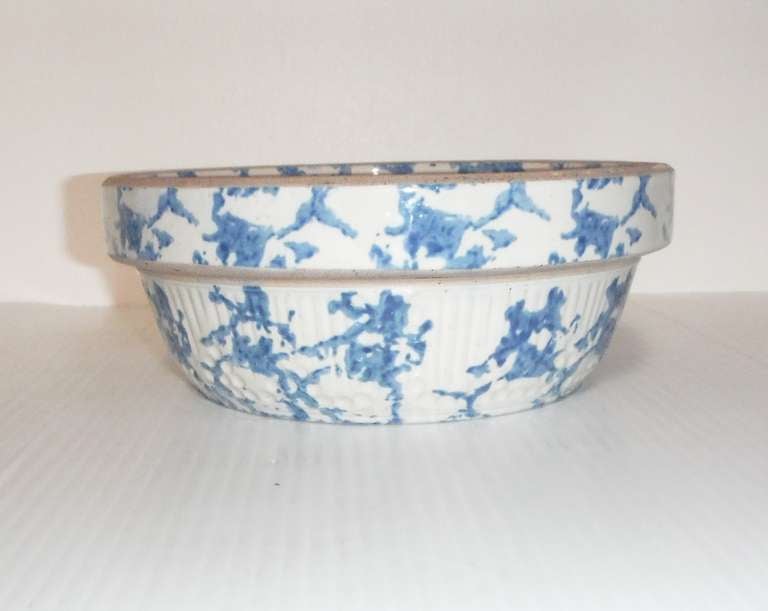 blue and white spongeware pottery