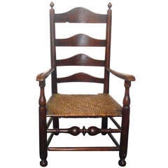 Antique Rare 18th c. Delaware River Valley Ladder Back Side Chair