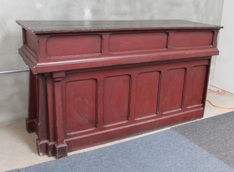This is a fantastic and very sturdy and heavy store counter. It was originally from a retail jewelry store. It would be a great counter for a clothing or antiques store. This counter has shelf's in the back and a money drawer for change and bills.