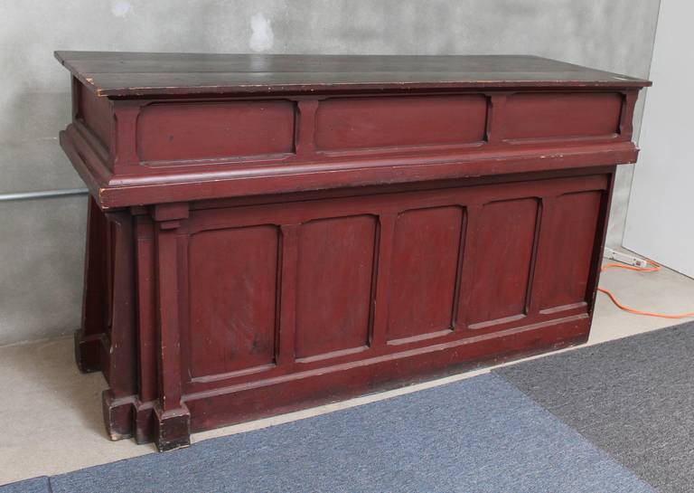 American 19th Century Original Red Painted Store Counter or Bar from Pennsylvania