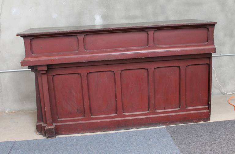 19th Century Original Red Painted Store Counter or Bar from Pennsylvania In Excellent Condition In Los Angeles, CA