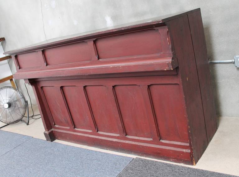 19th Century Original Red Painted Store Counter or Bar from Pennsylvania 1