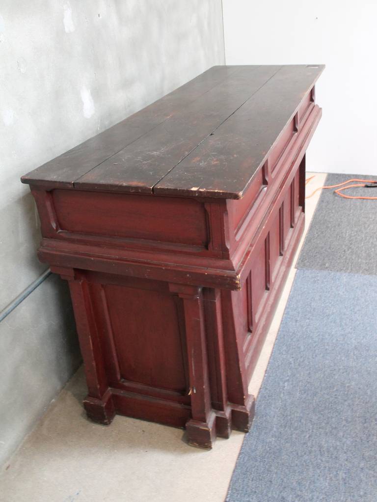 19th Century Original Red Painted Store Counter or Bar from Pennsylvania 3