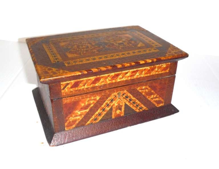 Early 19thc Inlaid Broken Stars  Jewelry Box