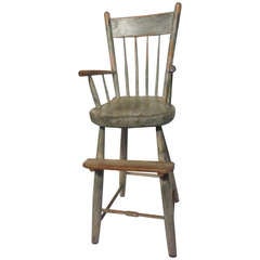 19thc Original  Sage Green Painted  Height Chair