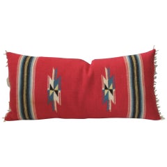 Vibrant Red Mexican Serape Bolster Pillow