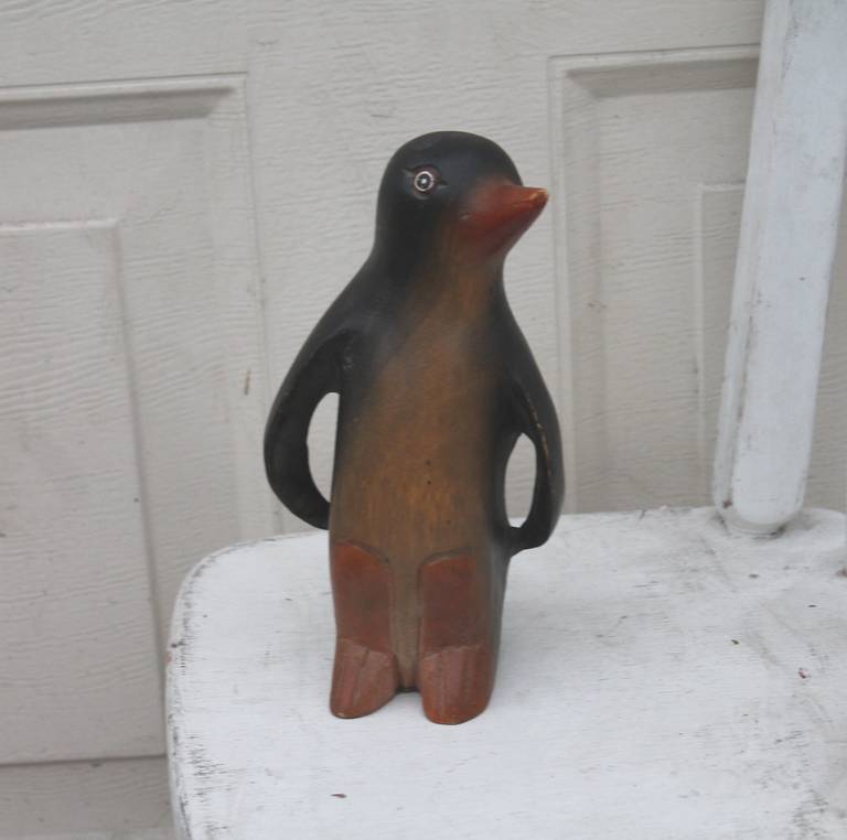 Early 20th Century Hand-Carved and Painted Wood Penguin 1