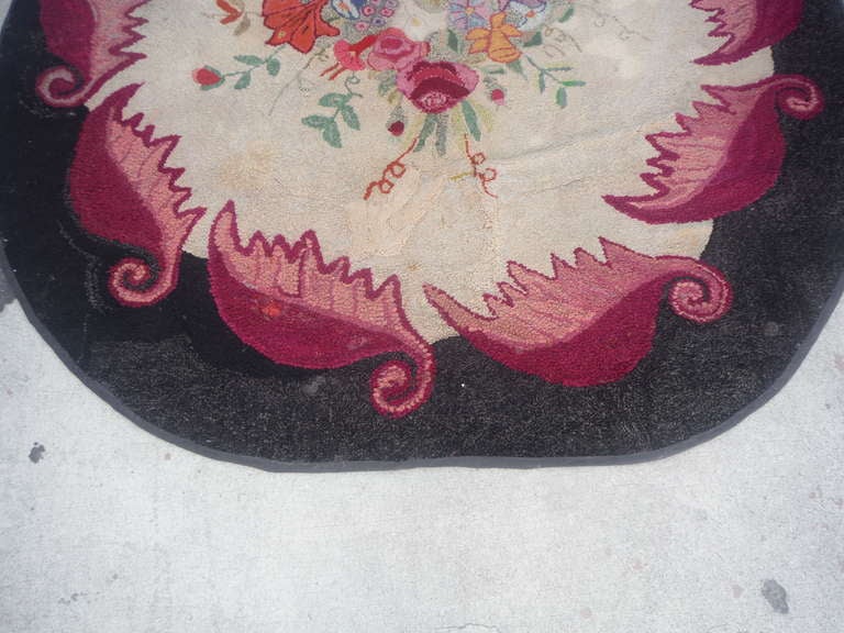 American Classical Room Sized Hand-Hooked New England Floral Rug For Sale